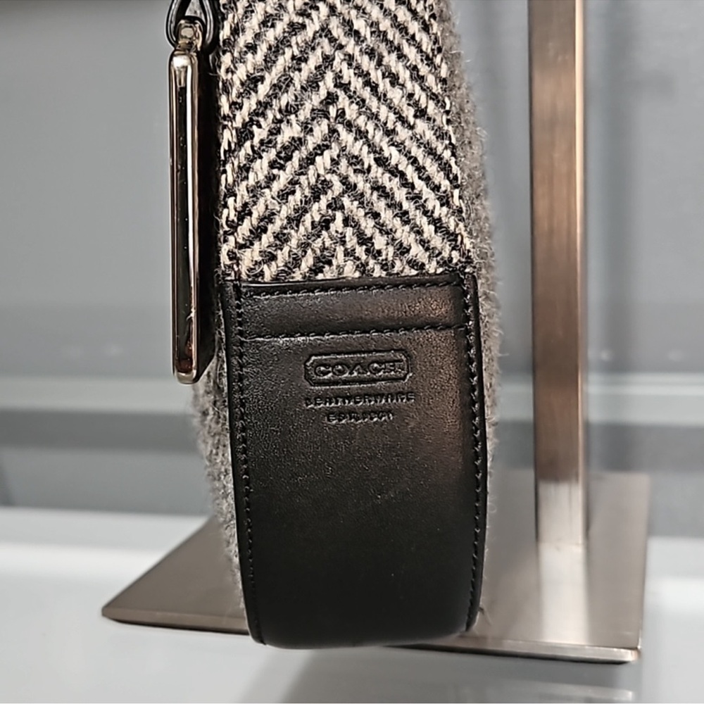 Coach Tweed Girlie Boucle Hobo Shoulder Bag Gray Herringbone Wool Y2K coquette - Picture 12 of 14